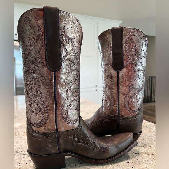 NEW Rare Lucchese Women’s Goat Leather Anthracite / Pewter Boots - Picture 8 of 16